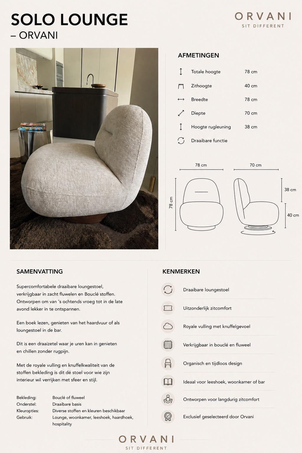 Technische fiche Solo lounge
