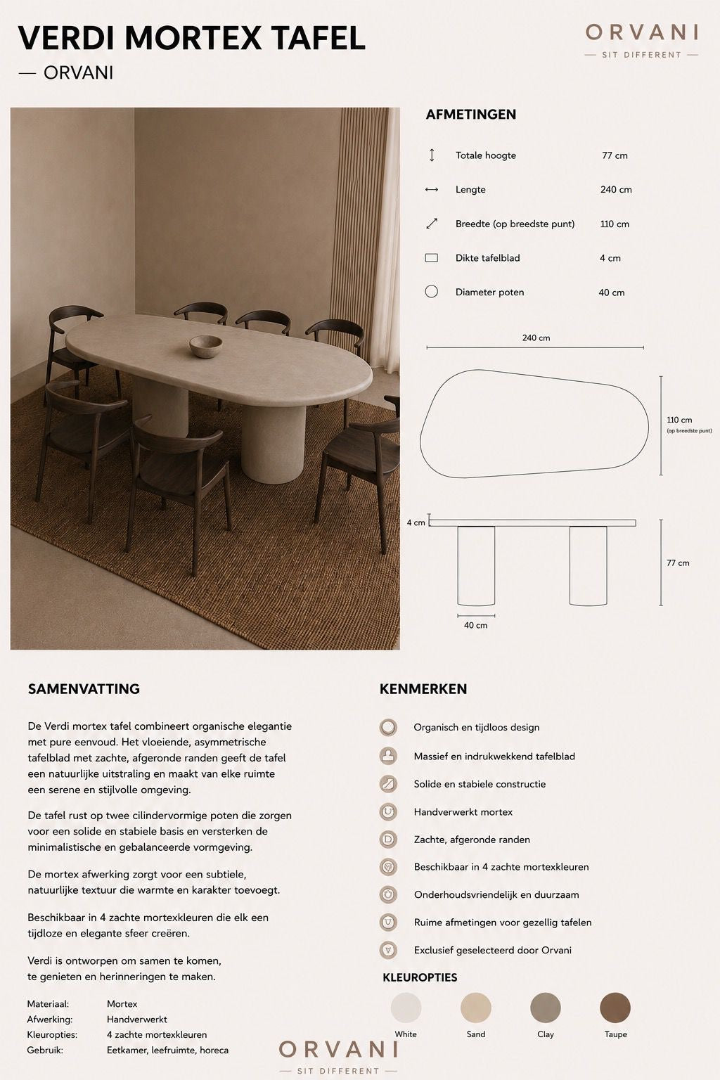 Technische fiche Verdi mortextafel